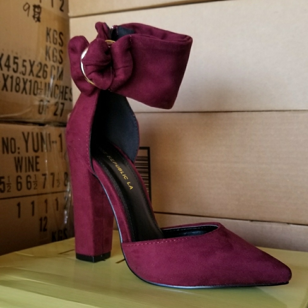 Keavy - Wine Thick Ankle Cuff D'Orsay Pump